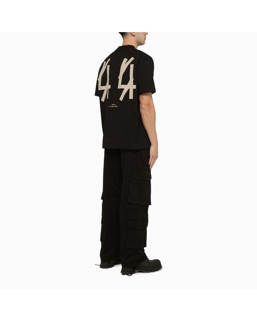 44 Label Group Black Printed Crew-neck T-shirt for men