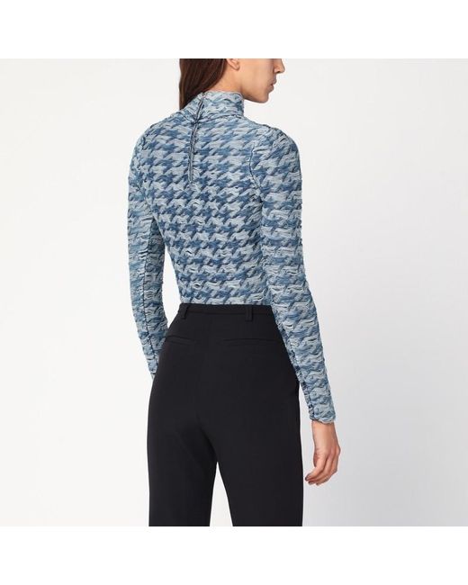 DIESEL Blue Patterned Turtleneck Sweater