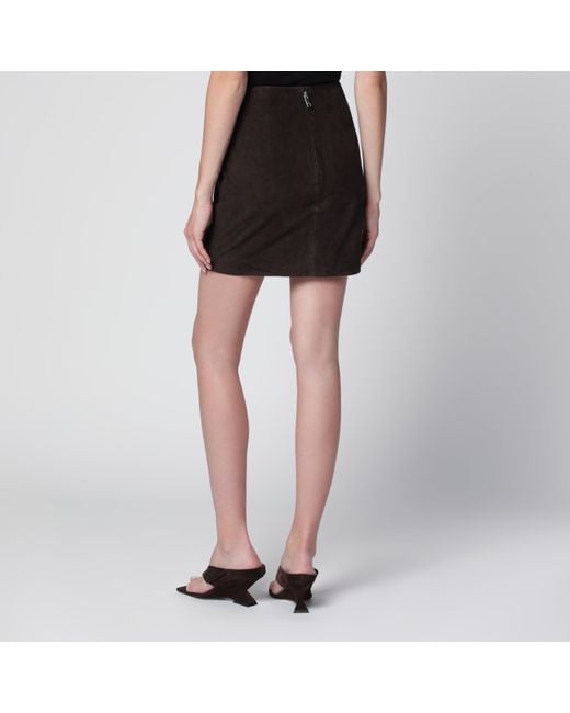 ROTATE BIRGER CHRISTENSEN Black Dark Suede Mini Skirt