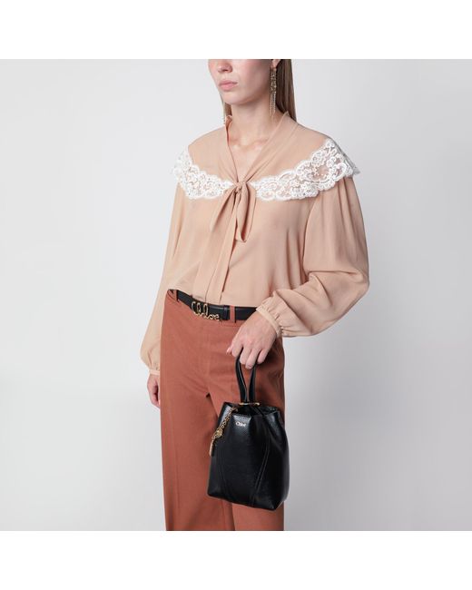 Chloé Black Small Spin Leather Tote Bag