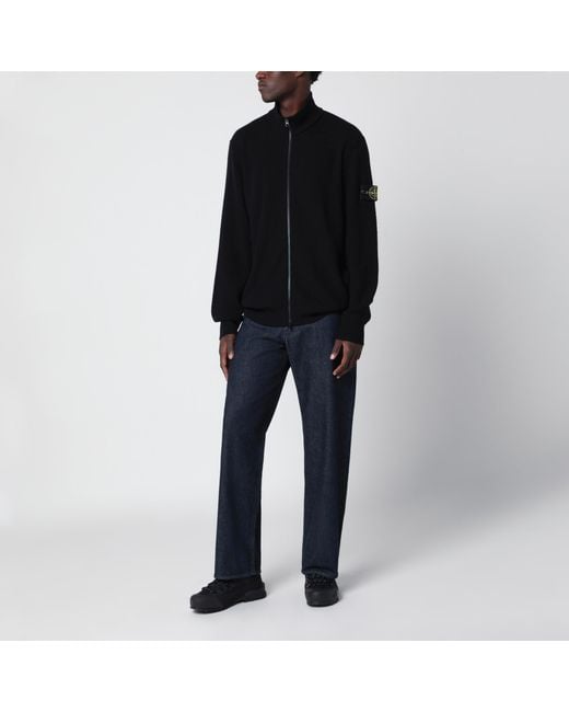 Stone Island Black Zip-Up Sweater for men