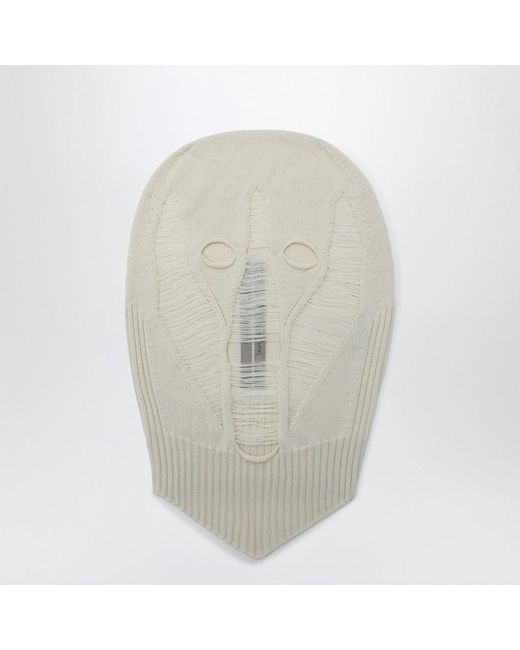 Rick Owens White Merino Wool Balaclava Skull for men