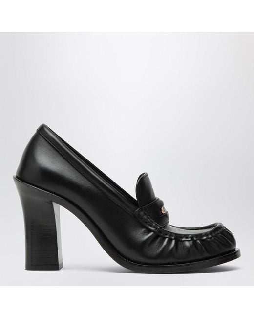 Burberry Black Cadet Leather Loafers With Heel