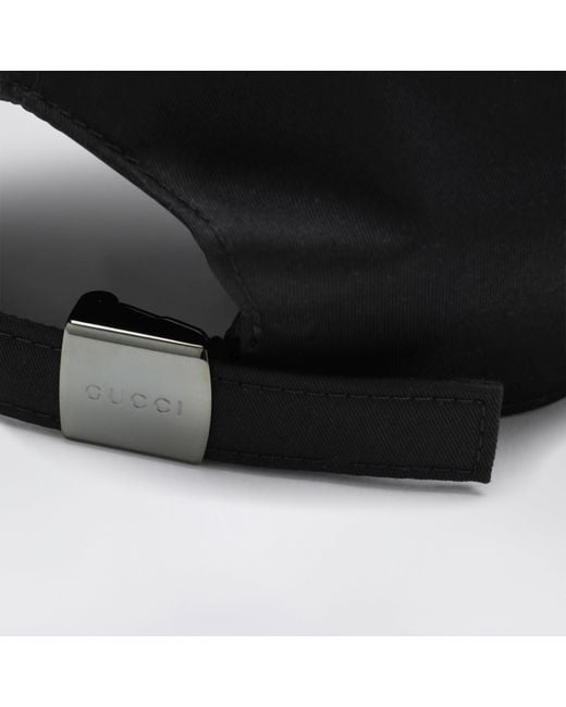 Gucci Black Cotton Baseball Cap With Gg Trim for men