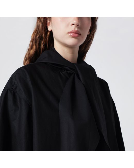 Totême Black Jacket With Organic Cotton Scarf