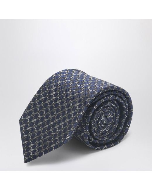 Cravatta gg jacquard in seta di Gucci in Blue da Uomo