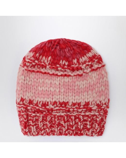 Roberto Collina Red Mouliné Effect Beanie