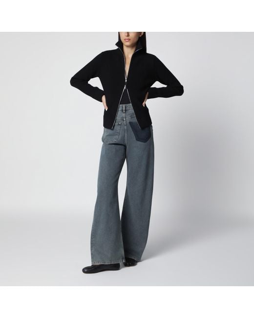 Maison Margiela Black Wool-Blend Zip Cardigan