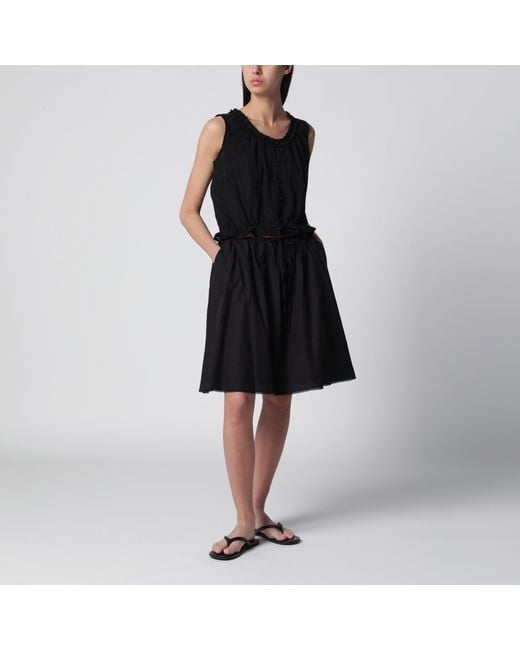 DUNST Black Cotton Midi Full Skirt