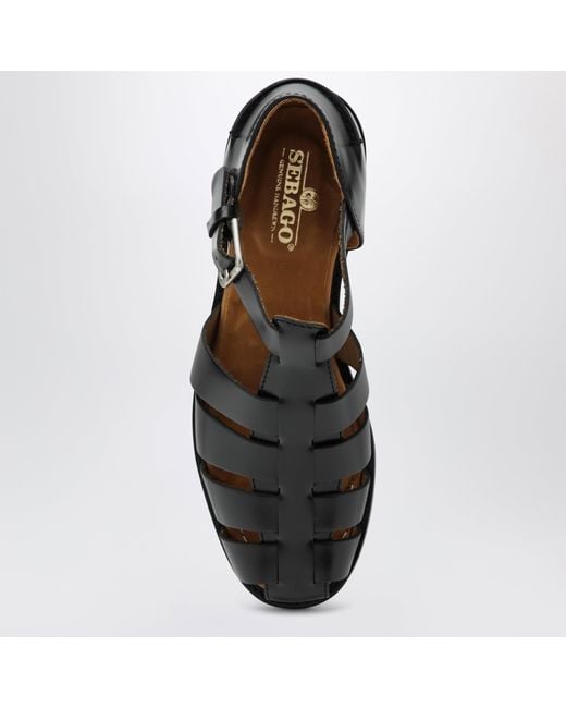 Sebago Black Gurkha Tale Leather Sandals