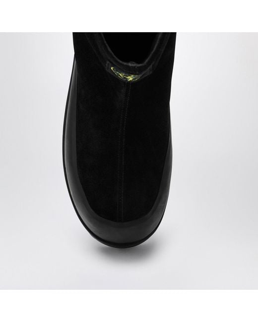 Stone Island Black Suede Ankle Boot With Logo for men