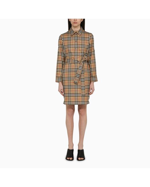 Burberry Natural Check Pattern Cotton Chemisier Dress