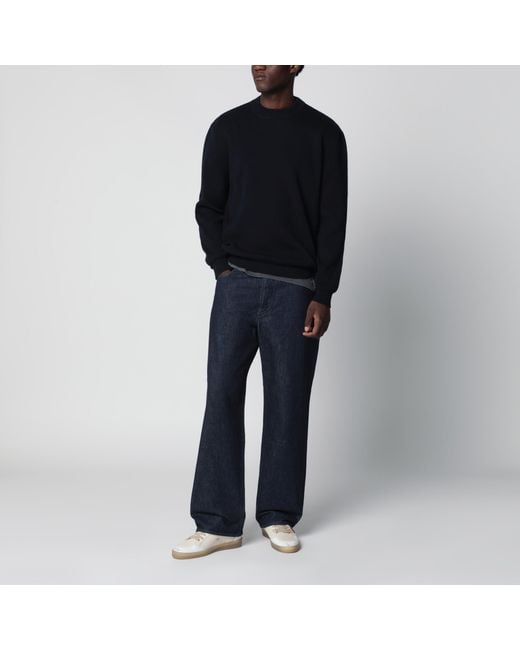 Golden Goose Deluxe Brand Black Dark Cotton-Blend Sweater With Distressed Effect for men