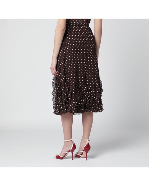Valentino Black Silk Skirt With Plusdepois Motif