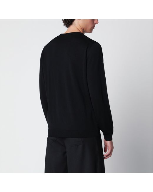 Roberto Collina Black Wool Crew-Neck Knit Sweater for men
