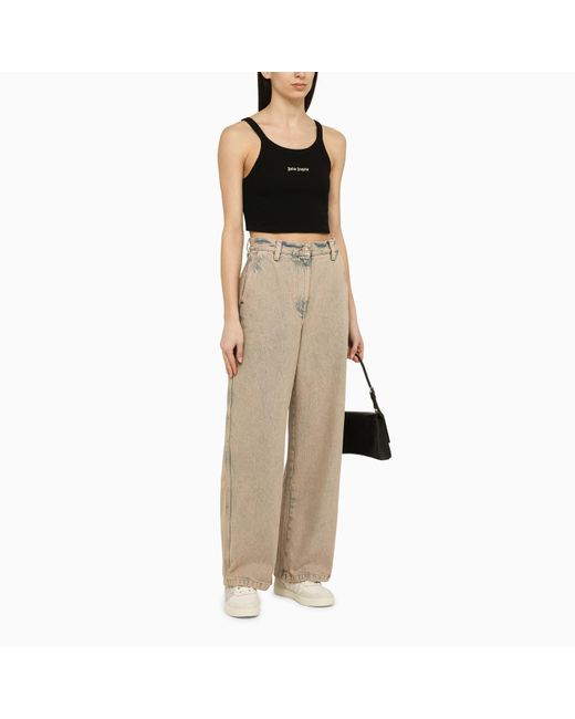 Palm Angels Black Cropped Top