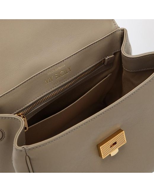 Borsa a spalla my sicily in pelle nera di Dolce & Gabbana in Brown