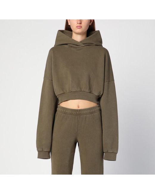 Felpa cropped militare in cotone organico di Entire studios in Green