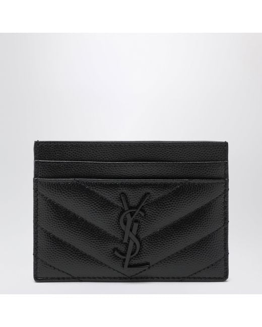 Saint Laurent Black Cassandre Matelassé Card Holder
