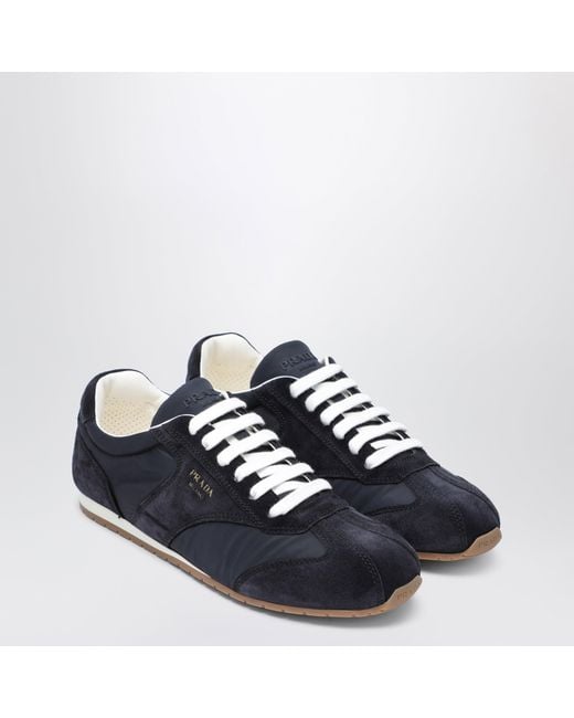 Prada Blue Fabric And Suede Sneakers for men