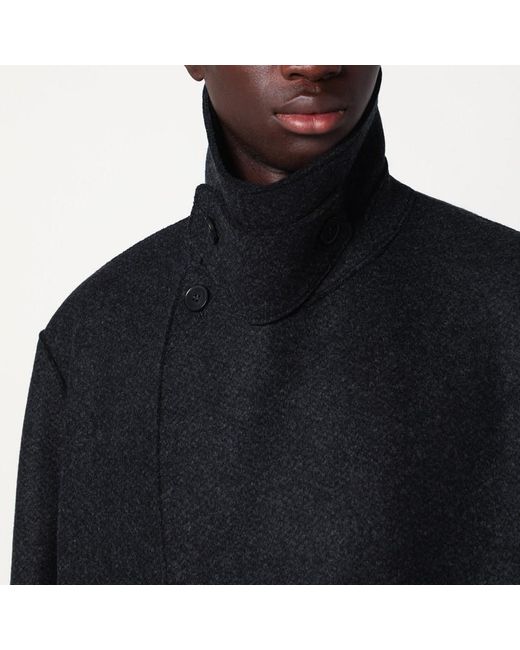 Cappotto doppiopetto antracite in lana di Harris Wharf London in Black da Uomo