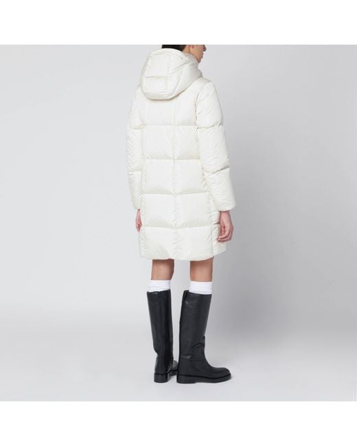 Moncler White Litte Long Quilted Jacket