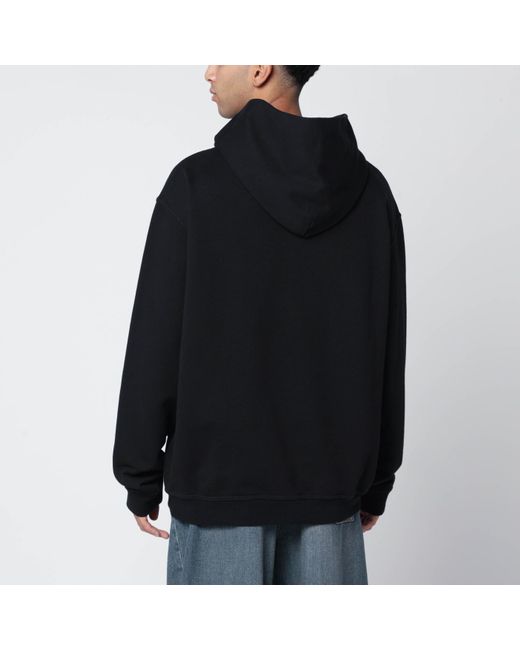 Maison Margiela Black Hoodie With Reversed Logo for men