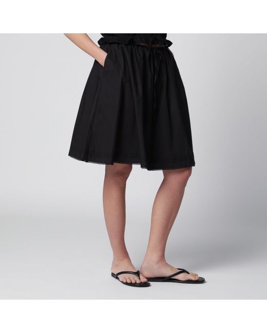 DUNST Black Cotton Midi Full Skirt
