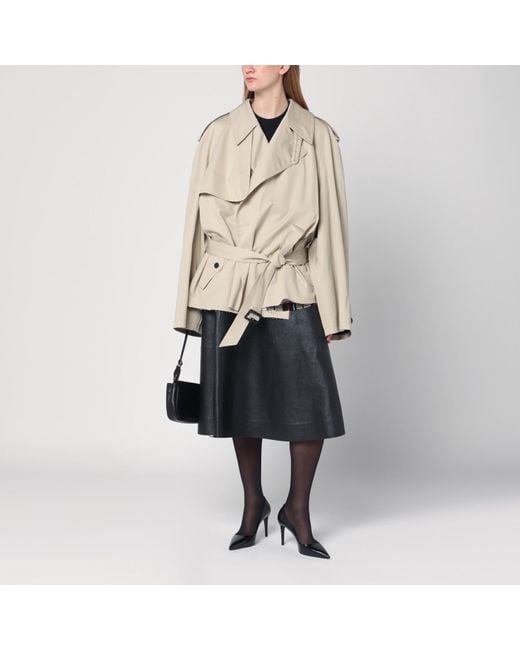 Balenciaga Cropped Trench Coat In Cotton Twill in Natural | Lyst