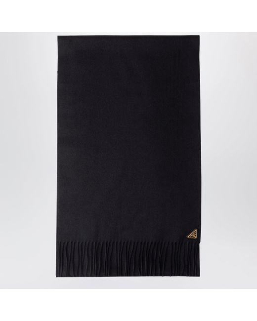 Prada Black Silk And Cashmere Scarf