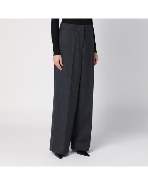 Givenchy Black Dark Wool Wide Trousers