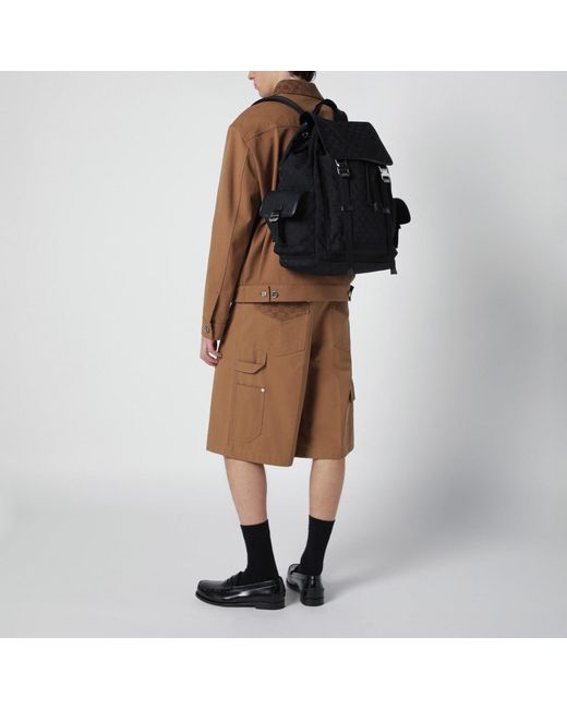 Gucci Black Large Gg Fabric Backpack for men