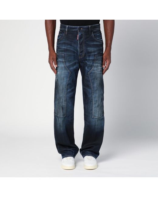 DSquared² Blue Navy Jeans In Washed Denim for men