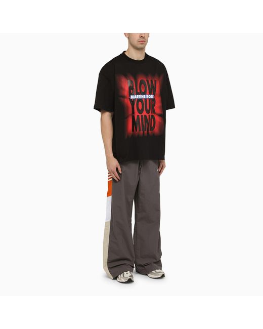 Martine Rose Red Black Cotton T Shirt With Logo Print for men