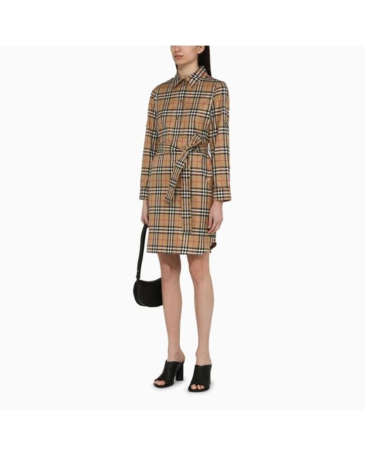 Burberry Natural Check Pattern Cotton Chemisier Dress