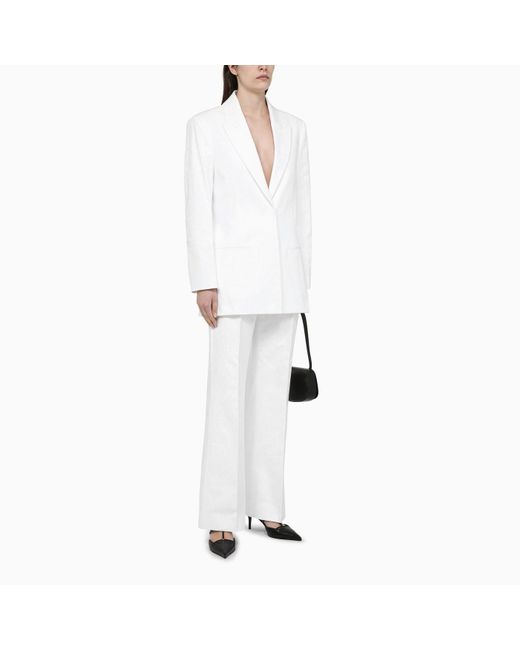 Calvin Klein White Viscose Blend Regular Trousers