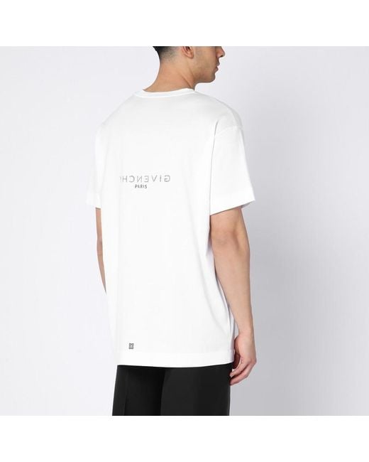 T-shirt oversize reverse bianca in cotone con logo di Givenchy in White da Uomo