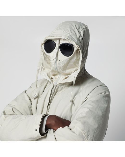 C P Company Gray Birch Hooded Jacket With Goggle Lenses for men