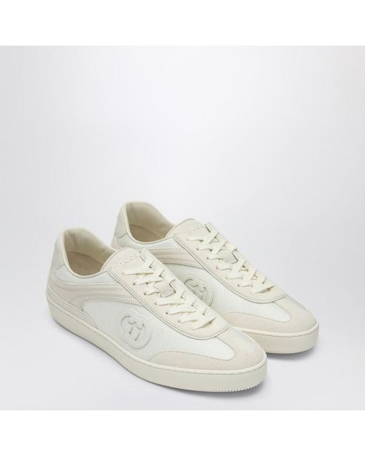 Gucci White G75 Sneaker, Suede