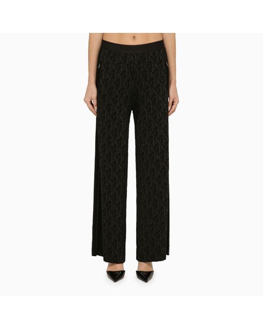 Palm Angels Black Viscose Trousers With Logo