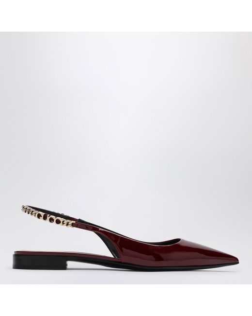 Gucci Brown Ballerina Signorina Rosso Ancora Patent Leather