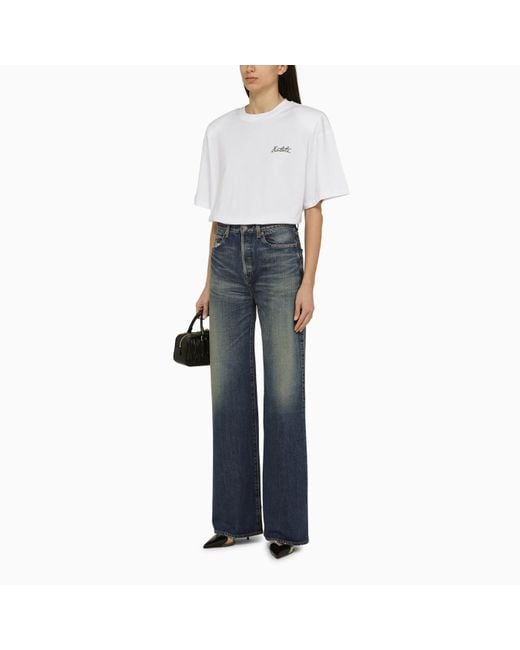 ROTATE BIRGER CHRISTENSEN White Cotton Oversize T Shirt With Padded Shoulder Straps
