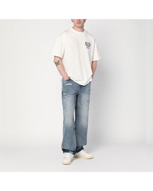 Represent Blue Washed Jeans With Rips for men