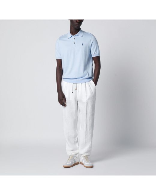 Polo Ralph Lauren Blue Cotton Knit Polo Shirt for men