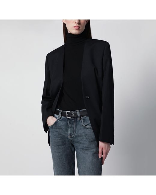Saint Laurent Brown Cassandre Smooth Leather Belt