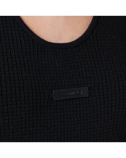 Fear Of God Black Schwarzes Tanktop Aus Stretchigem Waffle-Stoff