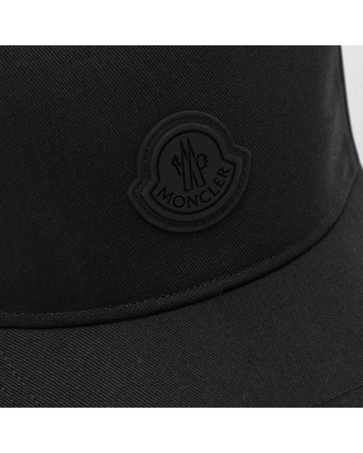 Moncler Black Baseball Cap With Logo Patch for men