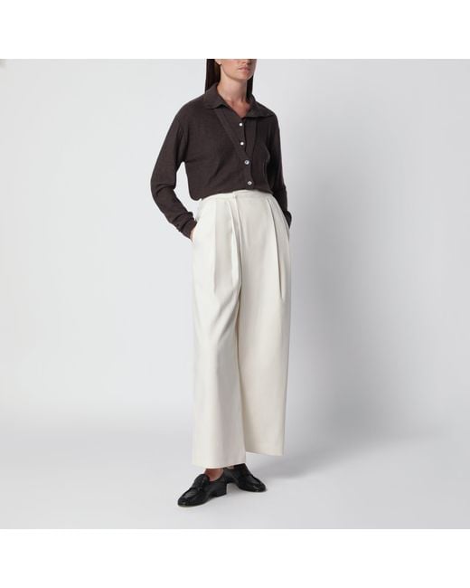 Source Unknown Natural Leiko Ivory Wide-Leg Trousers