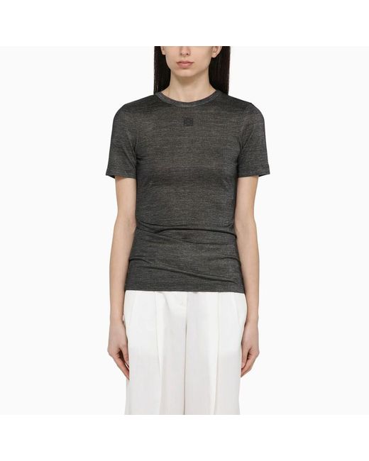 T-shirt con nodo color carbone in misto seta di Loewe in Black