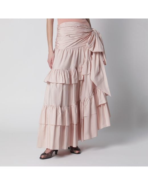 Chloé Pink Long Ruffled Cotton Poplin Skirt